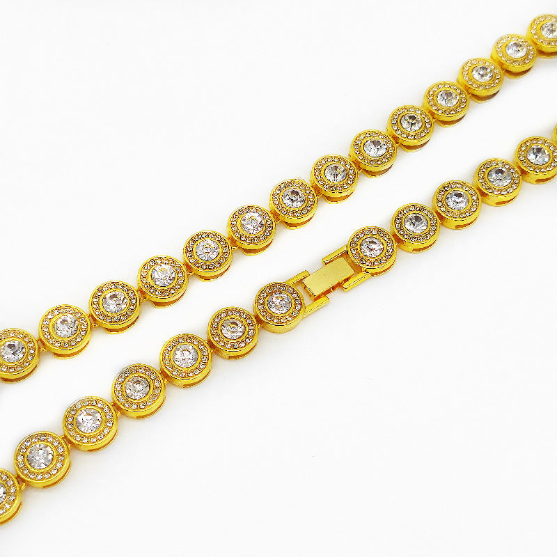 Iced Out Round Gem Outer Circle Chain