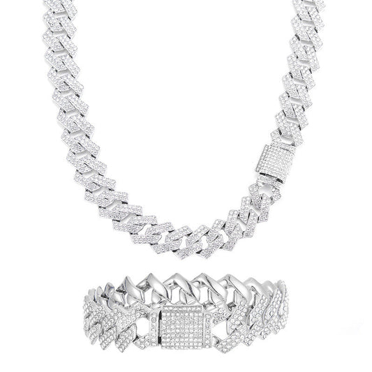 Iced Out 15mm Cuban Link Hard Edge Chain