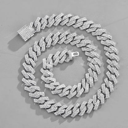 Iced Out 15mm Cuban Link Hard Edge Chain