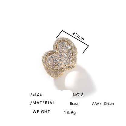 Iced Out Heart Baguette Ring