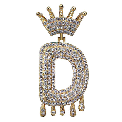 Iced Out Alphabet Crown Pendant