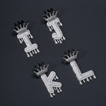 Iced Out Alphabet Crown Pendant
