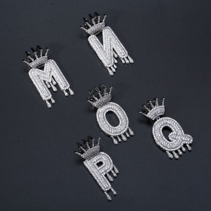 Iced Out Alphabet Crown Pendant