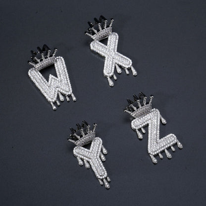 Iced Out Alphabet Crown Pendant