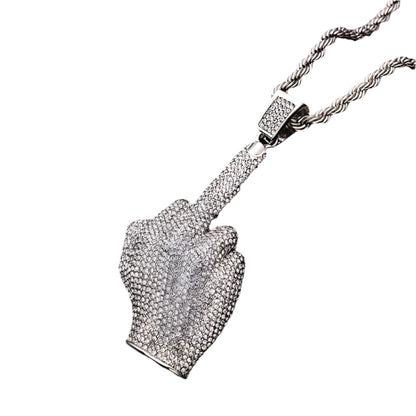 Iced Out Middle Finger Pendant - DATNEWDRIP