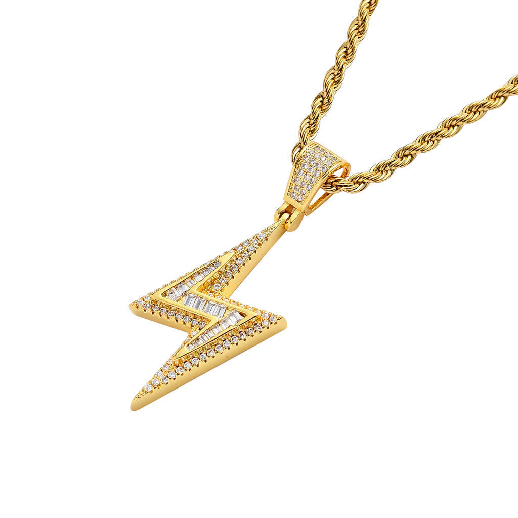 Iced Out Baguette Bolt Pendant
