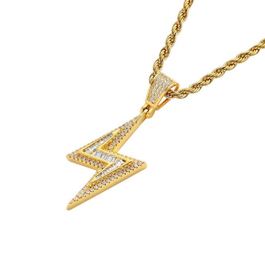 Iced Out Baguette Bolt Pendant