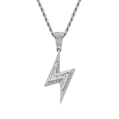Iced Out Baguette Bolt Pendant