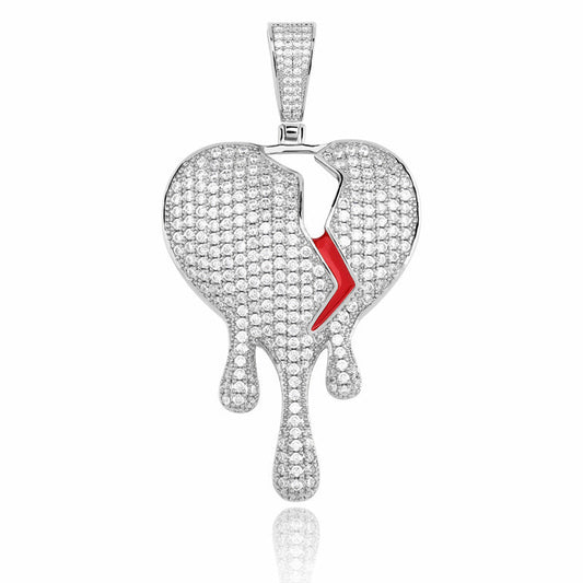 Iced Out Broken Heart Pendant - DATNEWDRIP