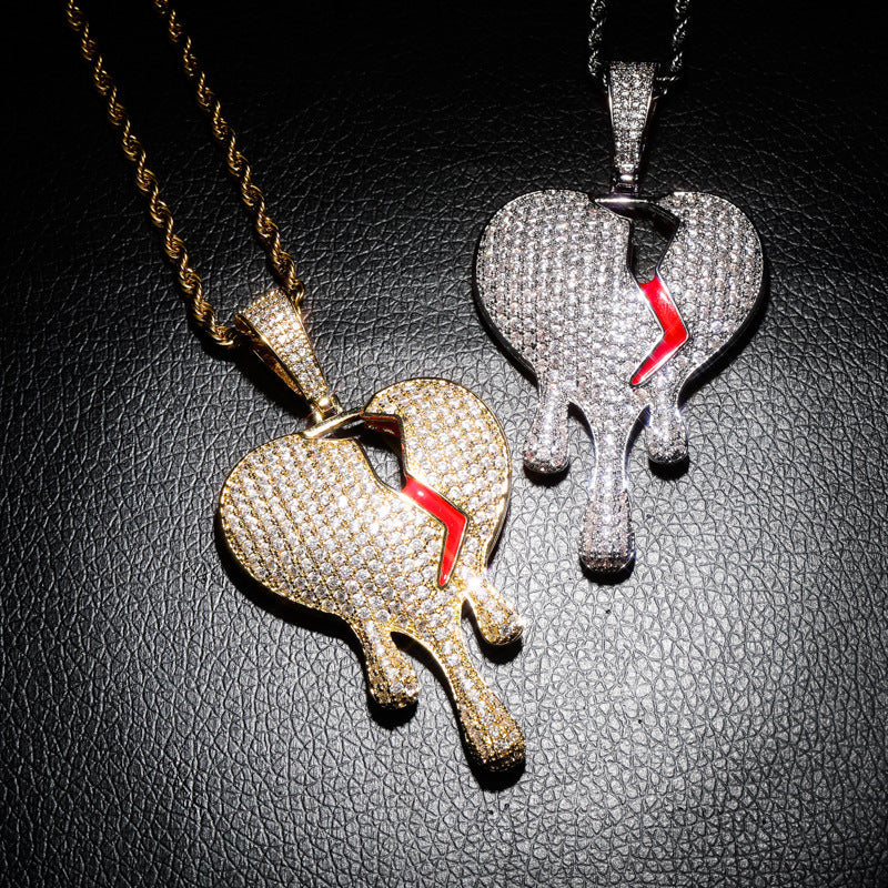 Iced Out Broken Heart Pendant - DATNEWDRIP