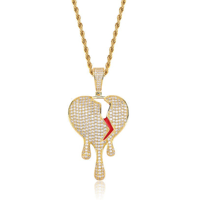 Iced Out Broken Heart Pendant - DATNEWDRIP