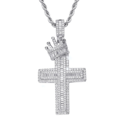 Iced Out Cross & Crown Pendant - DATNEWDRIP