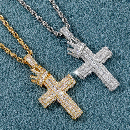 Iced Out Cross & Crown Pendant - DATNEWDRIP