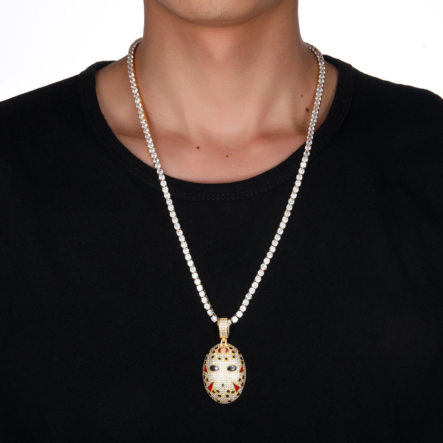 Iced Out Hockey Mask Pendant - DATNEWDRIP