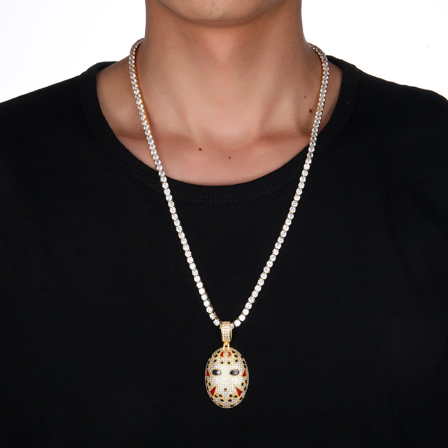 Iced Out Hockey Mask Pendant - DATNEWDRIP
