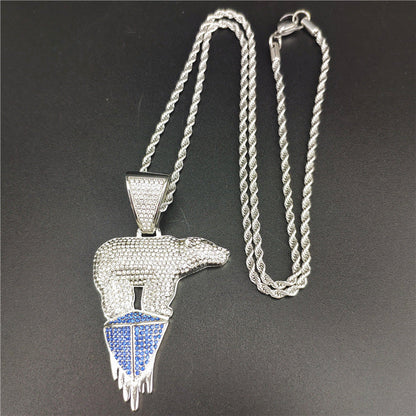 Iced Out Polar Bear Pendant