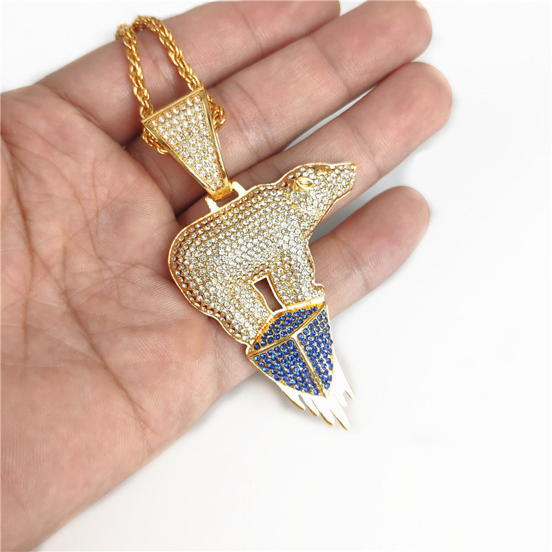 Iced Out Polar Bear Pendant