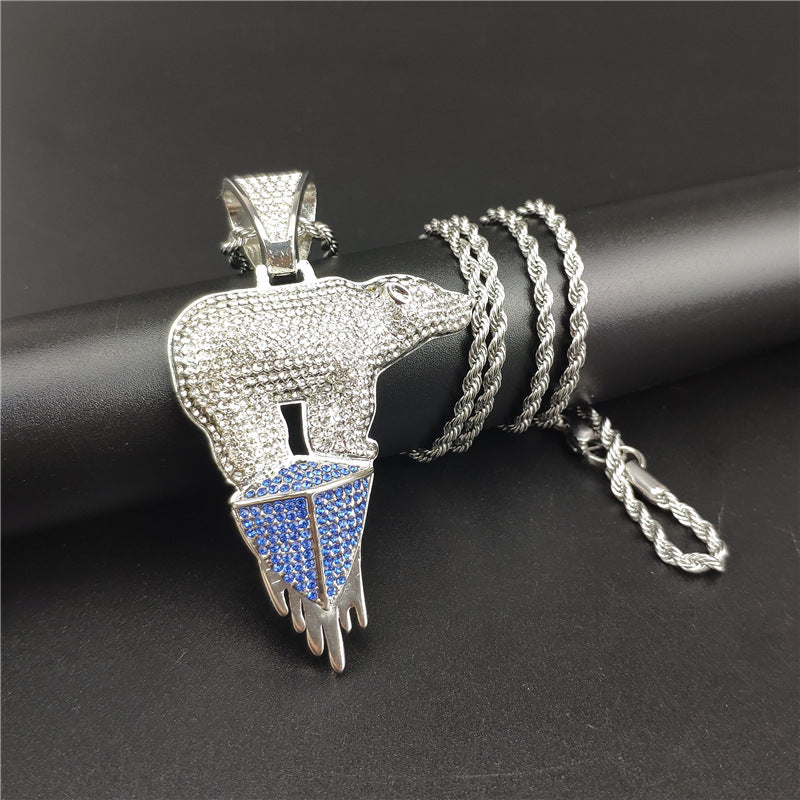 Iced Out Polar Bear Pendant