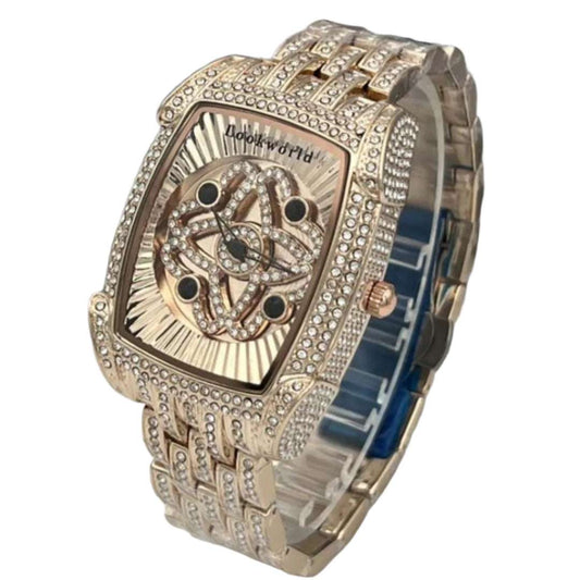 Iced Out Rectangle Face Ladies Watch