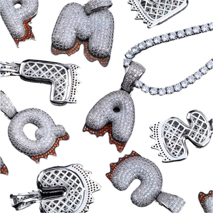 Iced Out Bubble Letter Drip Pendant