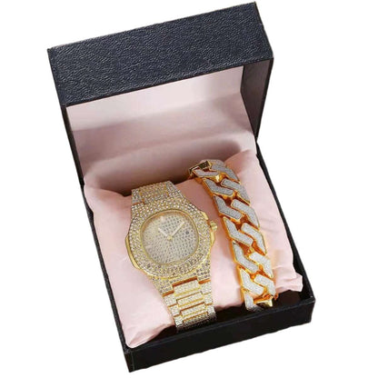 Iced Out Watch & Bracelet Box Set