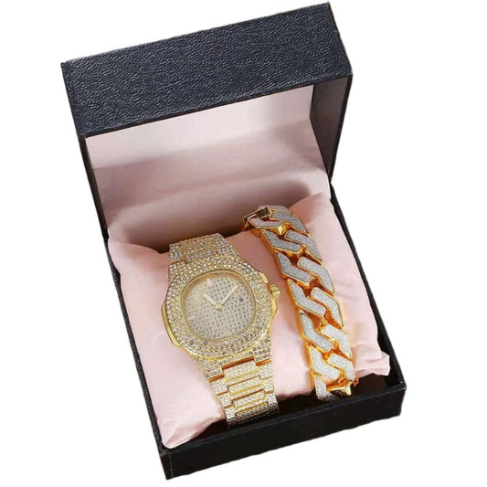 Iced Out Watch & Bracelet Box Set