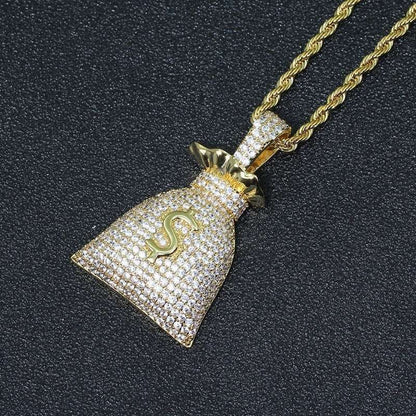 Iced Out Money Bag Pendant