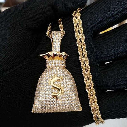 Iced Out Money Bag Pendant