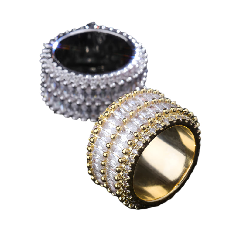 Iced Out Double Row Baguette Ring