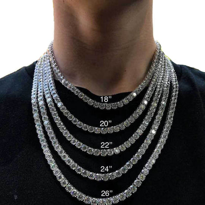 European Hip Hop Diamond Spring Fastener Tennis Chain Zircon Men's Necklace Bracelet Jewelry - DATNEWDRIP