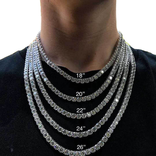 European Hip Hop Diamond Spring Fastener Tennis Chain Zircon Men's Necklace Bracelet Jewelry - DATNEWDRIP