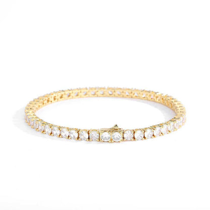 European Hip Hop Diamond Spring Fastener Tennis Chain Zircon Men's Necklace Bracelet Jewelry - DATNEWDRIP