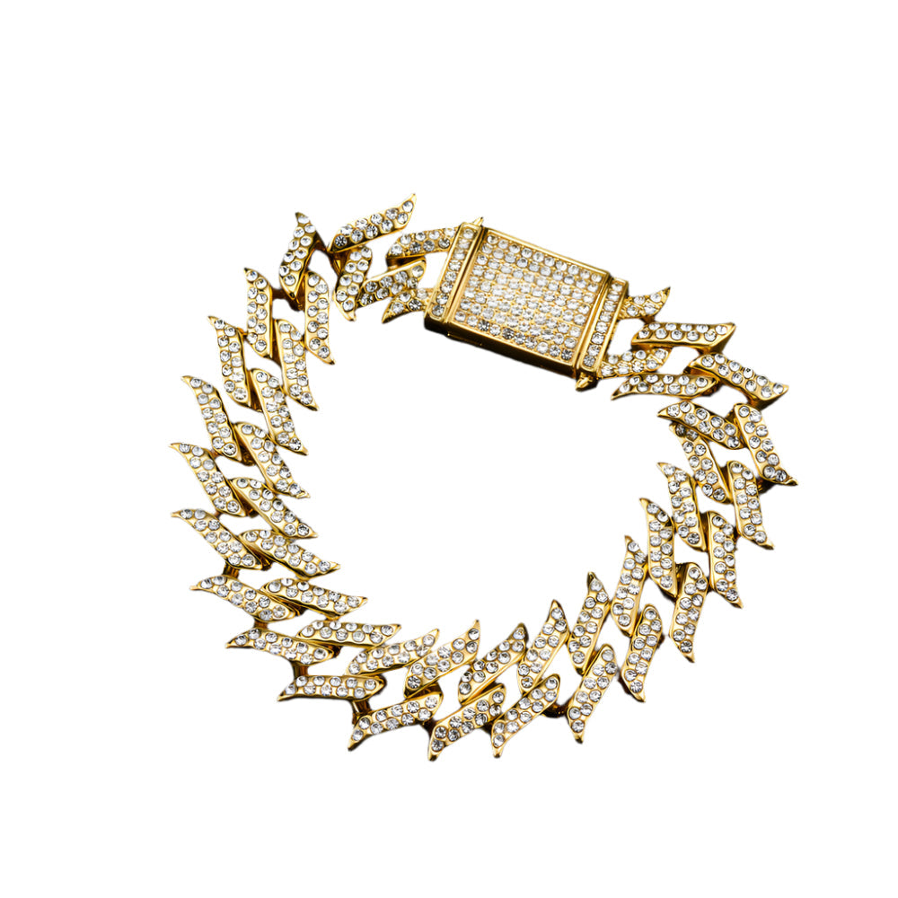 Iced Out Pointed Leaf Cuban Link Chain - DATNEWDRIP