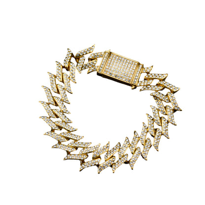 Iced Out Pointed Leaf Cuban Link Chain - DATNEWDRIP