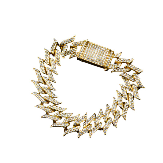Iced Out Pointed Leaf Cuban Link Chain - DATNEWDRIP