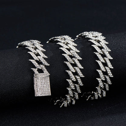 Iced Out Pointed Leaf Cuban Link Chain - DATNEWDRIP