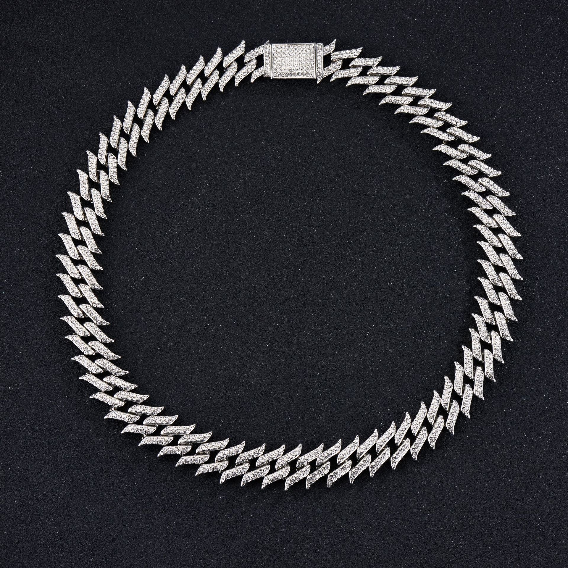 Iced Out Pointed Leaf Cuban Link Chain - DATNEWDRIP