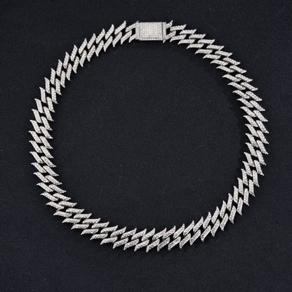 Iced Out Pointed Leaf Cuban Link Chain - DATNEWDRIP