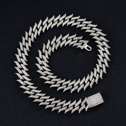 Iced Out Pointed Leaf Cuban Link Chain - DATNEWDRIP