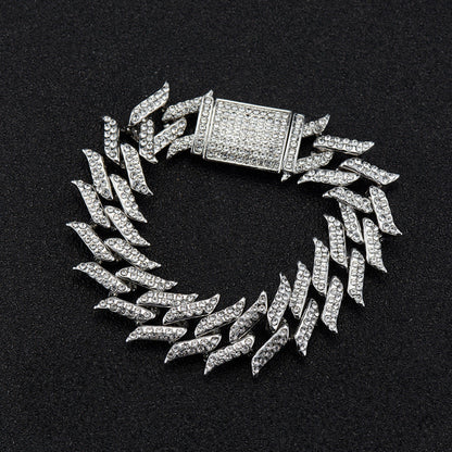 Iced Out Pointed Leaf Cuban Link Chain - DATNEWDRIP