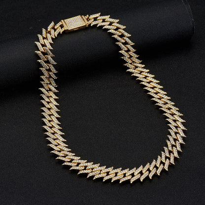 Iced Out Pointed Leaf Cuban Link Chain - DATNEWDRIP