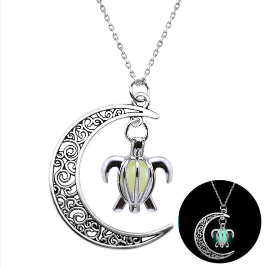 Luminous Turtle And Moon Pendant - DATNEWDRIP