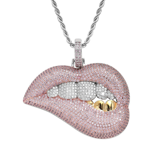 Iced Out Sexy Lips Pendant - DATNEWDRIP