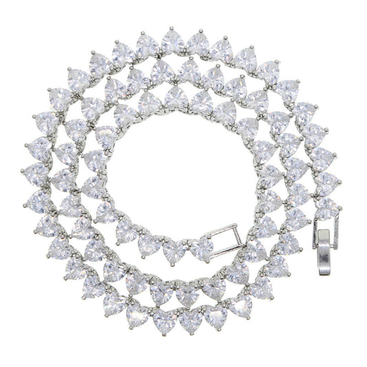 Iced Out Heart-Shaped Tennis Chain - DATNEWDRIP