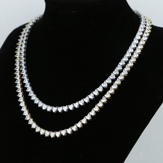 Iced Out Heart-Shaped Tennis Chain - DATNEWDRIP