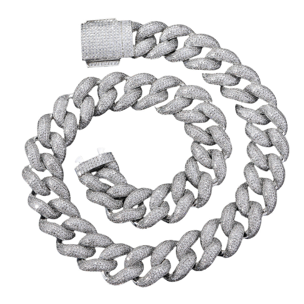 Iced Out 18mm Encrypted Bubble Cuban link Chain & Bracelet - DATNEWDRIP