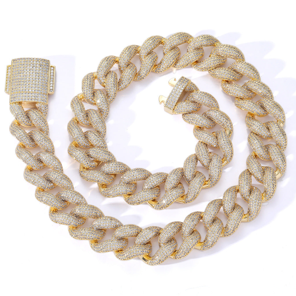 Iced Out 18mm Encrypted Bubble Cuban link Chain & Bracelet - DATNEWDRIP