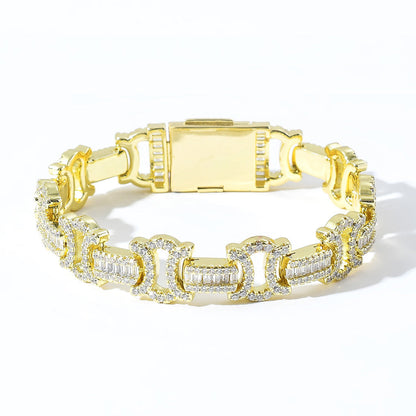 Iced Out Square And Round Chain Bracelet - DATNEWDRIP