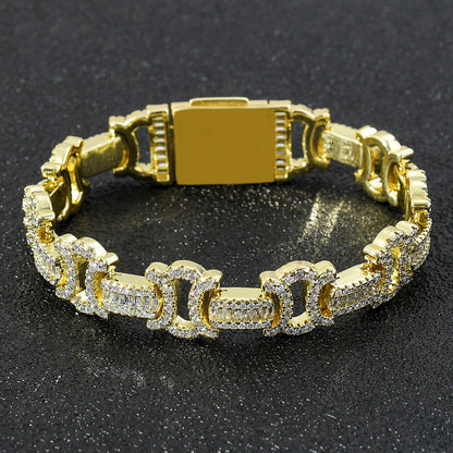 Iced Out Square And Round Chain Bracelet - DATNEWDRIP