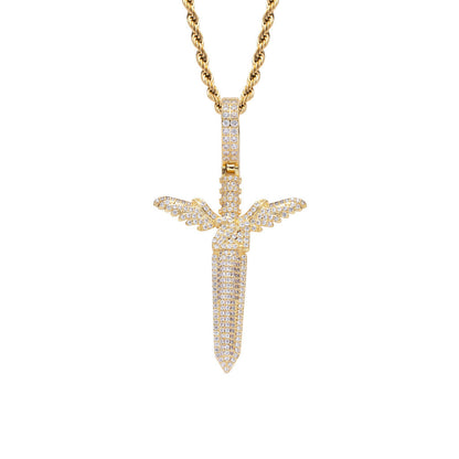Iced Out Angel Sword Pendant - DATNEWDRIP